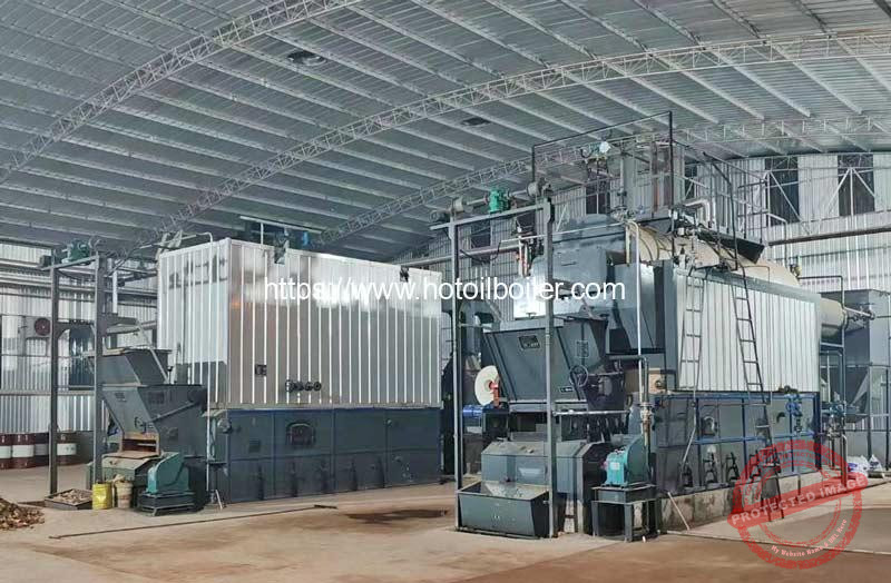 Chain-Type-Biomass-Fuel-Thermal-Fluid-Oil-Heater-and-Steam-Boiler-Installation-for-Laos-Customer